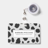 Badge Taches de vache noire et blanche texture de fourru (Avant avec rétractable)