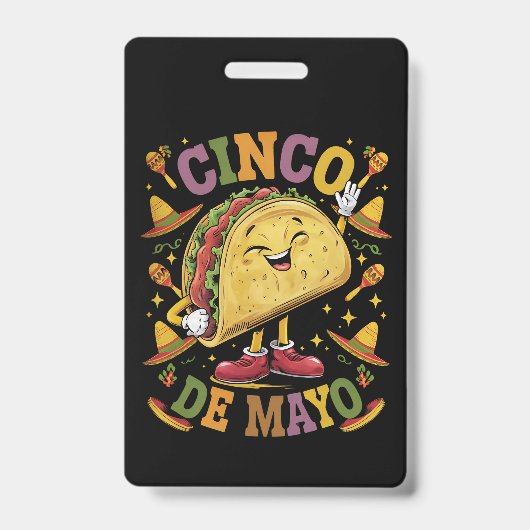 Badge Taco dansant drôle de fête Cinco De Mayo (Avant)