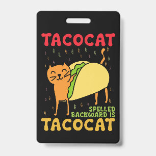 Badge Tacocat Épelé à l'envers Tacos Chats Cinco De Mayo