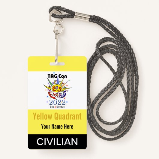 Badge TAG Con 2022 - Quadrant Jaune - Insigne civil (Devant avec lanière)