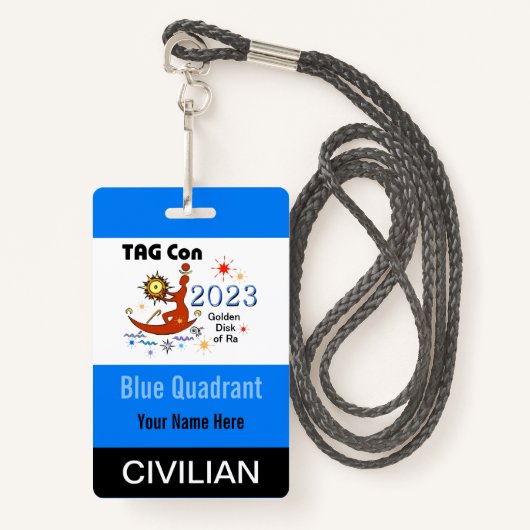 Badge TAG Con 2023 - Quadrant Bleu - Insigne civil (Devant avec lanière)