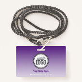 Badge Tag de nom moderne Purple Ombre Professionnel (Devant avec lanière)