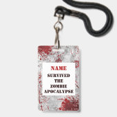 Badge Tanière de sang Zombie Apocalypse personnalisée (Avant avec lanière)