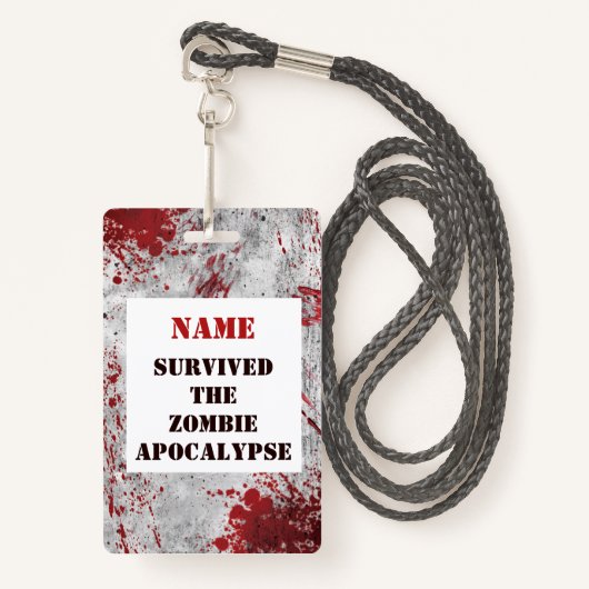 Badge Tanière de sang Zombie Apocalypse personnalisée (Devant avec lanière)
