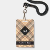 Badge Tartan beige et marron (Avant avec lanière)