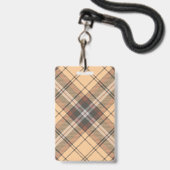 Badge Tartan beige et marron (Arrière avec lanière)
