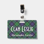 Badge Tartan Clan Leslie Snappy (Avant avec clip)