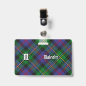 Badge Tartan du clan Malcolm (Avant avec clip)