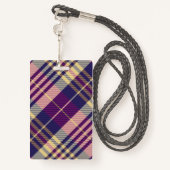 Badge Tartan mauve, or et bleu (Derrière avec lanière)