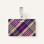 Badge Tartan mauve, or et bleu (Dos avec clip)