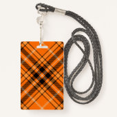 Badge Tartan orange d'Halloween (Derrière avec lanière)