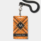 Badge Tartan Orange Halloween (Avant avec lanière)