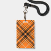 Badge Tartan Orange Halloween (Arrière avec lanière)