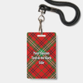 Badge tartan rouge Clan Morrison (Arrière avec lanière)
