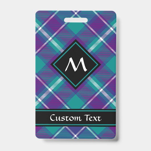 Badge Tartan vert de mer, violet et bleu (Face)