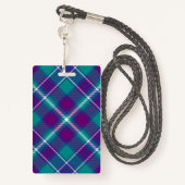 Badge Tartan vert de mer, violet et bleu (Derrière avec lanière)