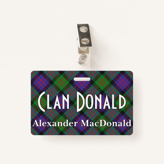 Badge Tartan vif de Donald MacDonald de clan (Devant avec clip)