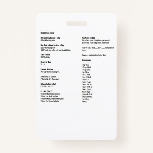 Badge Taux de flux d'oxygène et étiquettes de conversion (Devant)