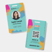 Badge Teal Abstract Organic Shapes Executive Assistant (Avant & arrière)