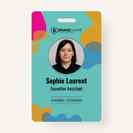 Badge Teal Abstract Organic Shapes Executive Assistant (Devant)