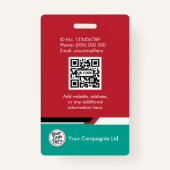 Badge Teal & Red Business Access Card with Company Logo (Dos)