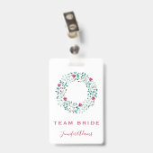 Badge Team Bride Rustic Floral & Greenery Mariage (Arrière avec clip)