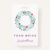 Badge Team Bride Rustic Floral & Greenery Mariage (Dos)
