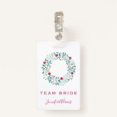 Badge Team Bride Rustic Floral & Greenery Mariage (Dos avec clip)