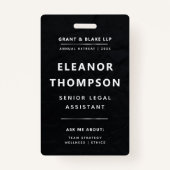 Badge Team Building Black Modern Elegant QR Business (Devant)