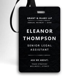 Badge Team Building Black Modern Elegant QR Business