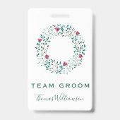Badge Team Groom Rustic Floral & Greenery Mariage (Arrière)