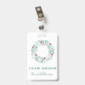 Badge Team Groom Rustic Floral & Greenery Mariage (Arrière avec clip)