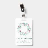 Badge Team Groom Rustic Floral & Greenery Mariage (Avant avec clip)