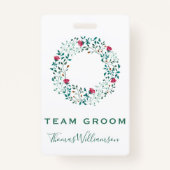 Badge Team Groom Rustic Floral & Greenery Mariage (Devant)