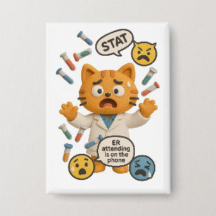Badge Technicien de Labo Clinique Chat Exécutant Tant de