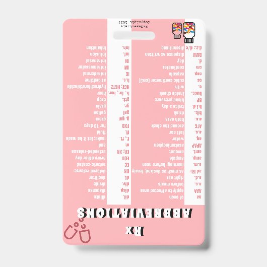 Badge Technicien En Pharmacie - Insigne Rx Abréviations (Avant)