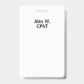 Badge Technicien en pharmacie personnalisé (Arrière)