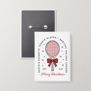 Badge Tennis joyeux Noël vœux drôles rouges esthétique