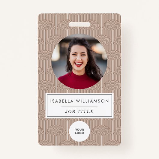Badge Terracotta Brown Lines Identifiant photo unique em (Devant)
