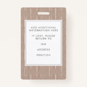 Badge Terracotta Brown Lines Identifiant photo unique em (Dos)