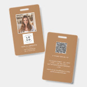 Badge Terracotta QR code moderne minimaliste photo abstr (Avant & arrière)