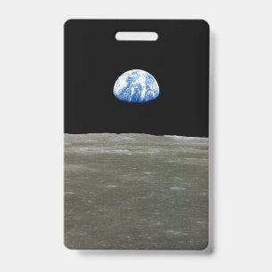Badge Terre depuis la Lune dans l'Espace Noir : Earthris