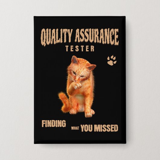 Badge Testeur QA Humour Félin (Recto)