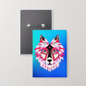 Badge Tête de loup rose Polygone Design-24531 (Recto/Verso)