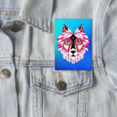 Badge Tête de loup rose Polygone Design-24531 (Insitu)