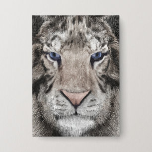 Badge Tête de Tigre Blanc Esthétique Faunique