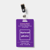 Badge Texte Avec Photo D'employé Violet (Avant avec clip)