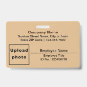 Badge Texte basé sur rectangle de photo d'employé marron (Avant)