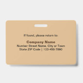 Badge Texte basé sur rectangle de photo d'employé marron (Arrière)