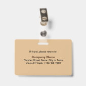 Badge Texte basé sur rectangle de photo d'employé marron (Arrière avec clip)
